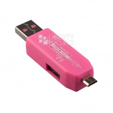 Картридер "LP" слоты Micro SD/USB (розовый/коробка)