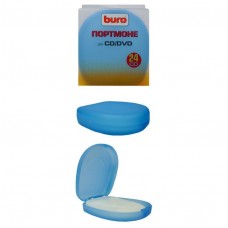 Портмоне BURO для 24 CD/DVD, жесткий пластик, голубой, 162 х 147 х 42 мм